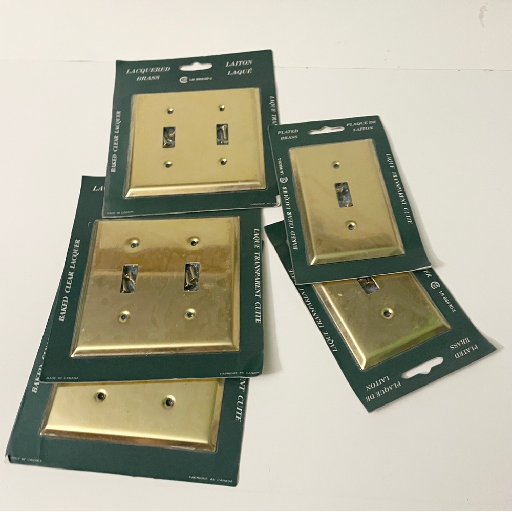 Vintage Lacquered Brass Switch Plate Lot Made in Canada